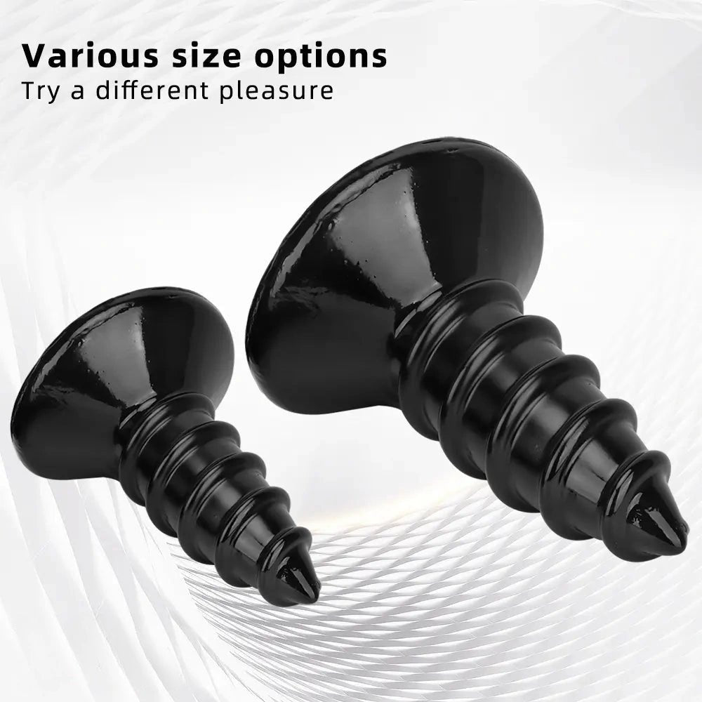 Black screw ribbed anal plug, photo 5