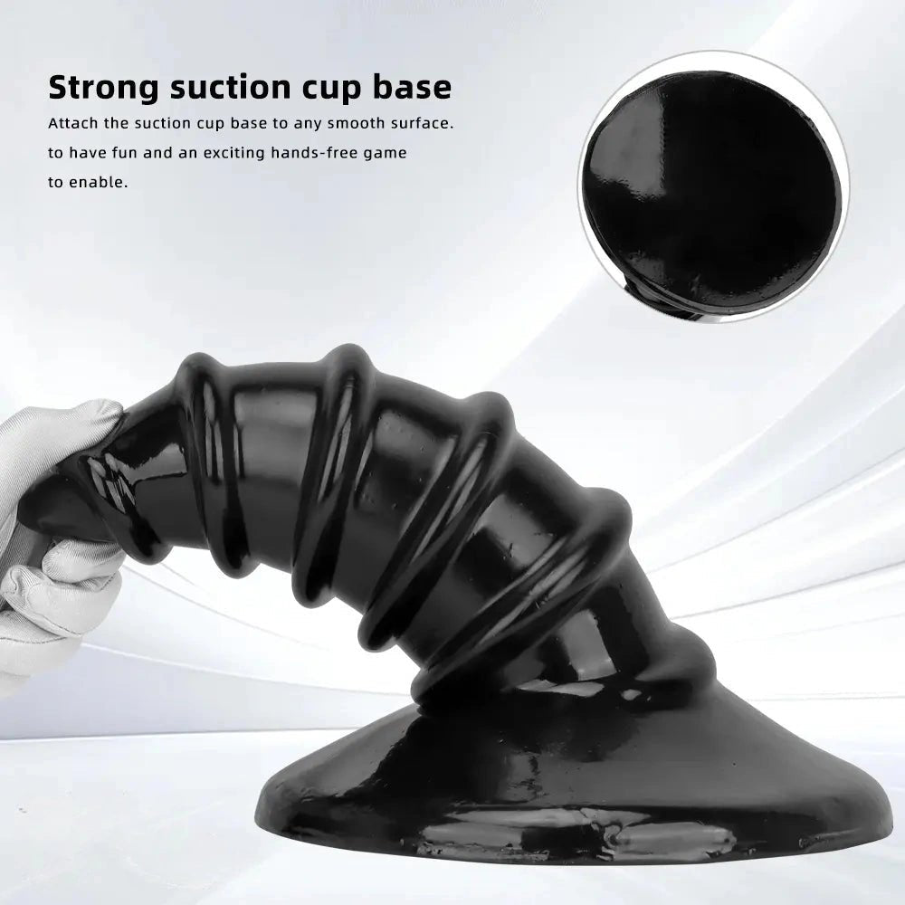 Black screw ribbed anal plug, photo 7