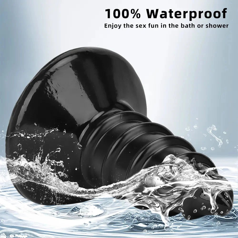 Black screw ribbed anal plug, photo 9