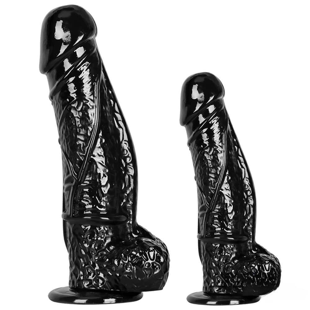 Black realistic dildo with veiny texture, photo 1