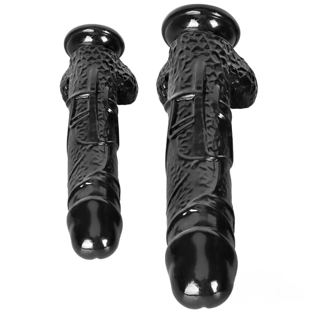 Black realistic dildo with veiny texture, photo 13