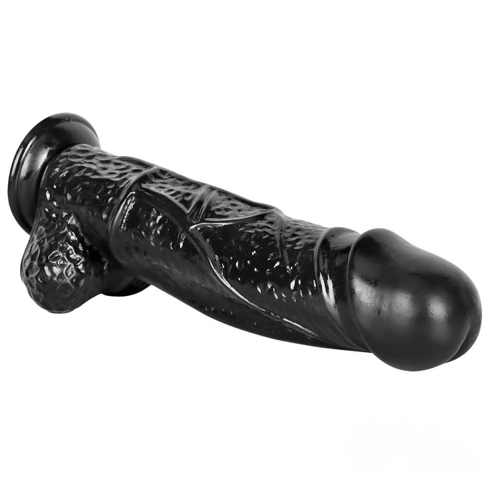 Black realistic dildo with veiny texture, photo 14