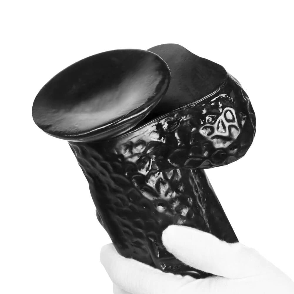 Black realistic dildo with veiny texture, photo 15