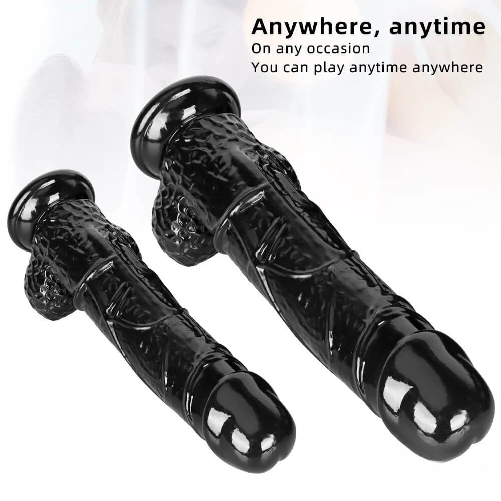 Black realistic dildo with veiny texture, photo 4