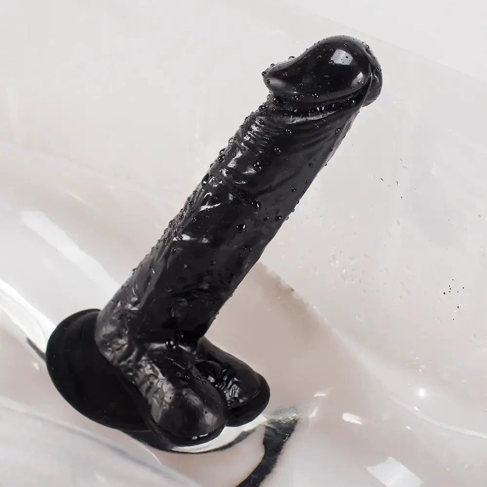 Black realistic PVC dildo, photo 2