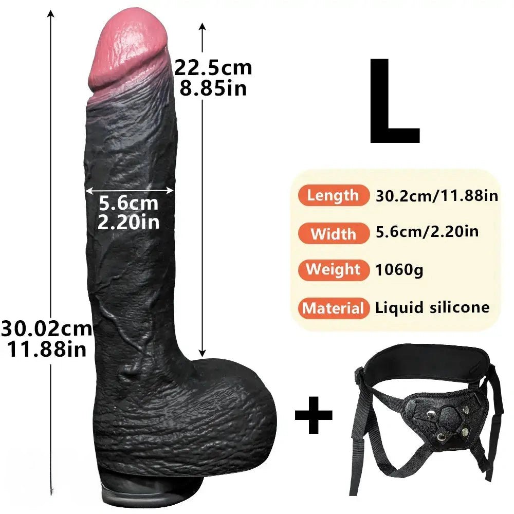 Black silicone realistic strap-on dildo, photo 16