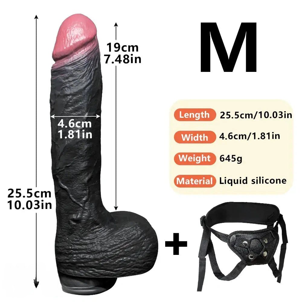 Black silicone realistic strap-on dildo, photo 17