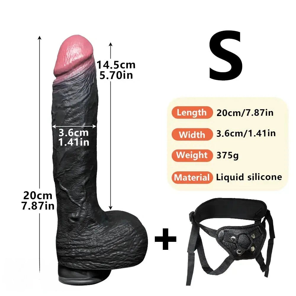 Black silicone realistic strap-on dildo, photo 18