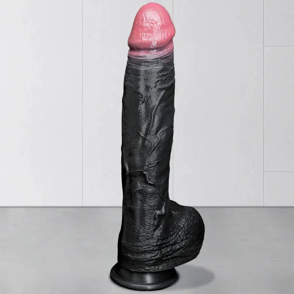 Black silicone realistic strap-on dildo, photo 2