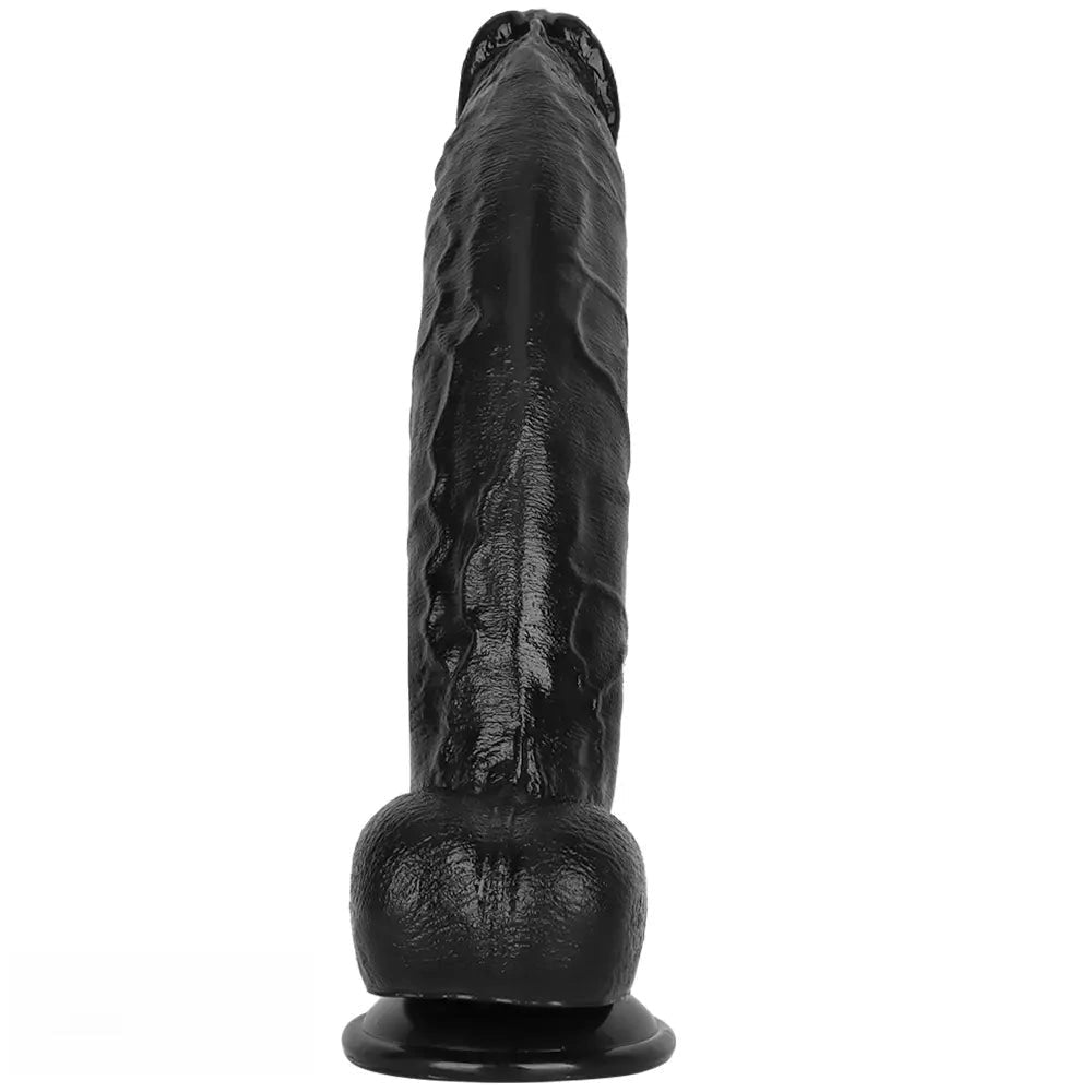 Black realistic pvc dildo with suction cup base, photo 10