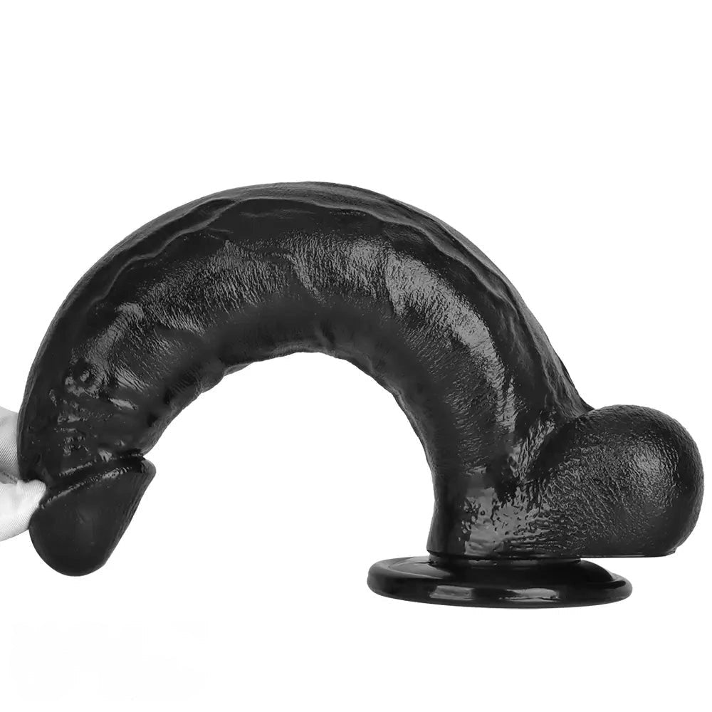 Black realistic pvc dildo with suction cup base, photo 12