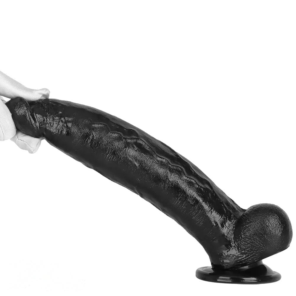 Black realistic pvc dildo with suction cup base, photo 13