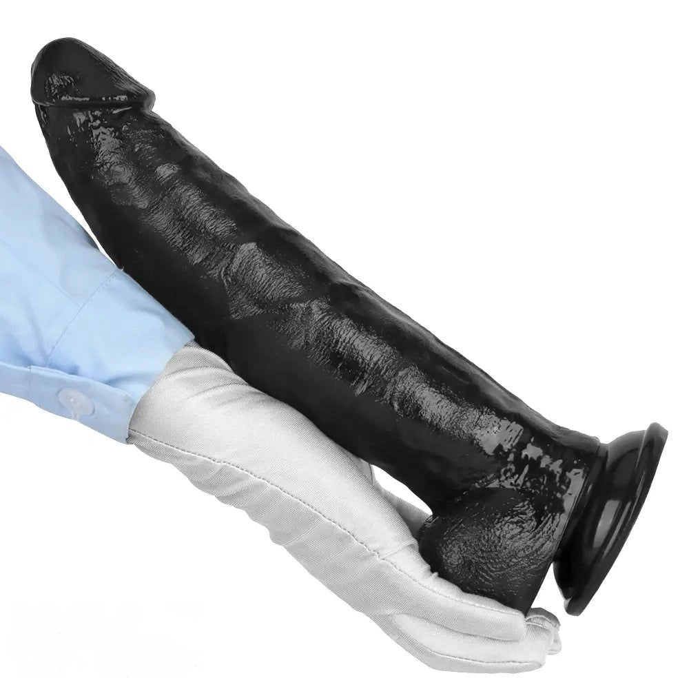 Black realistic pvc dildo with suction cup base, photo 14