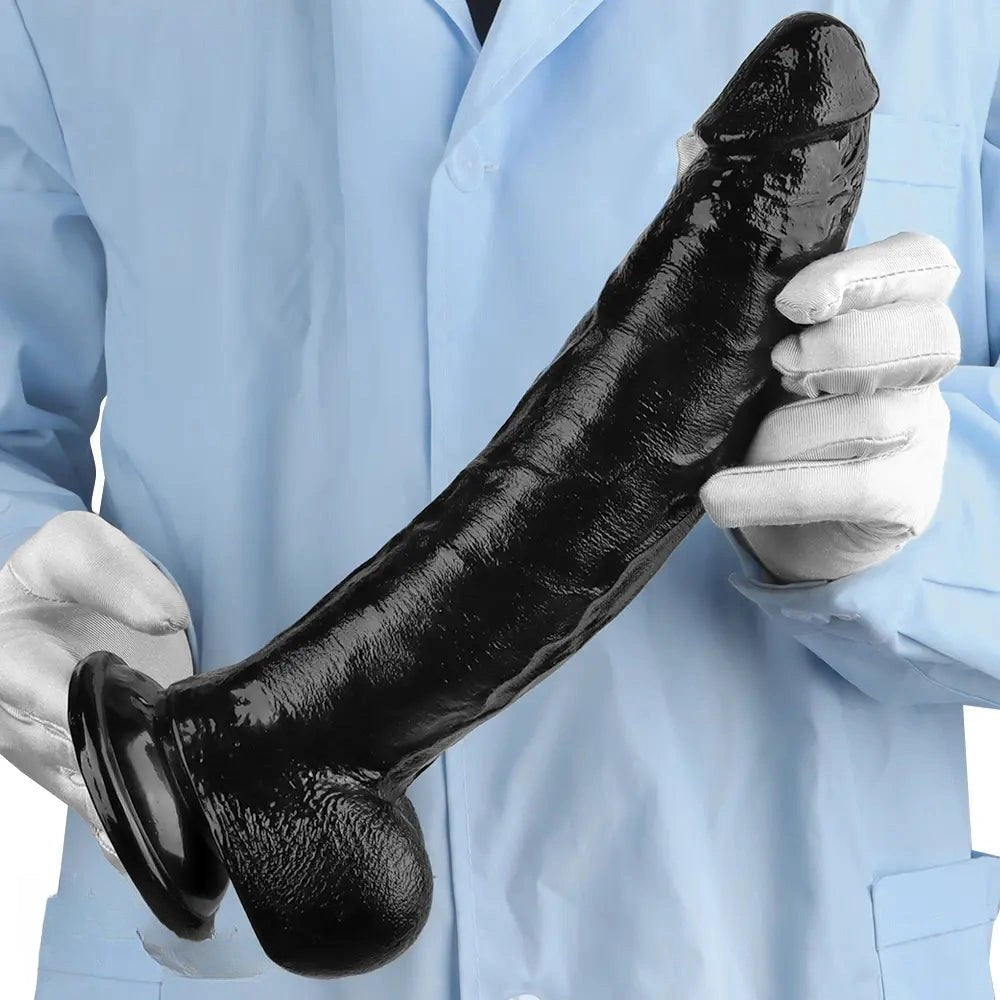 Black realistic pvc dildo with suction cup base, photo 4