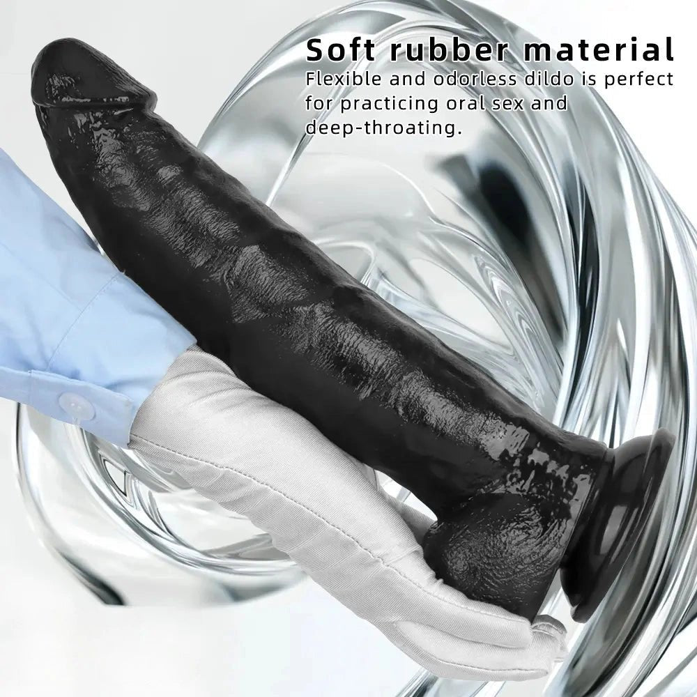 Black realistic pvc dildo with suction cup base, photo 5