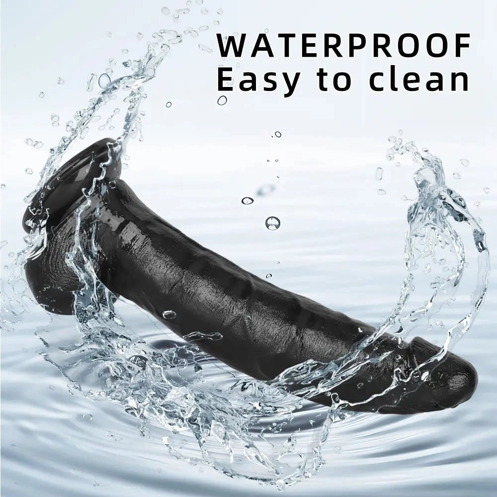 Black realistic pvc dildo with suction cup base, photo 8