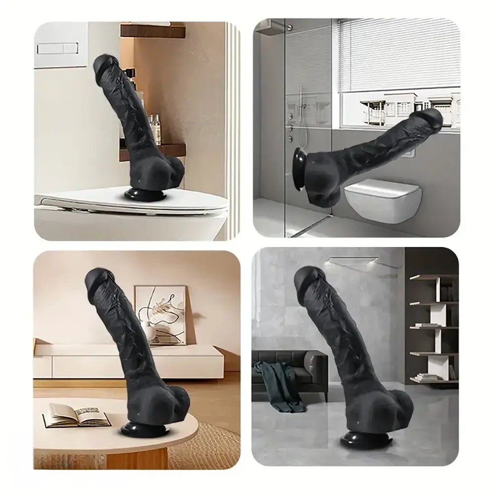 Black silicone realistic dildo, photo 3