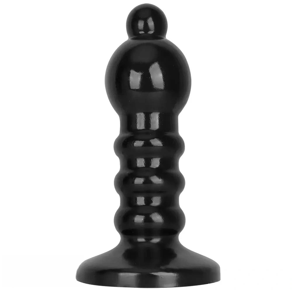 Black ribbed bead anal dildo, photo 1