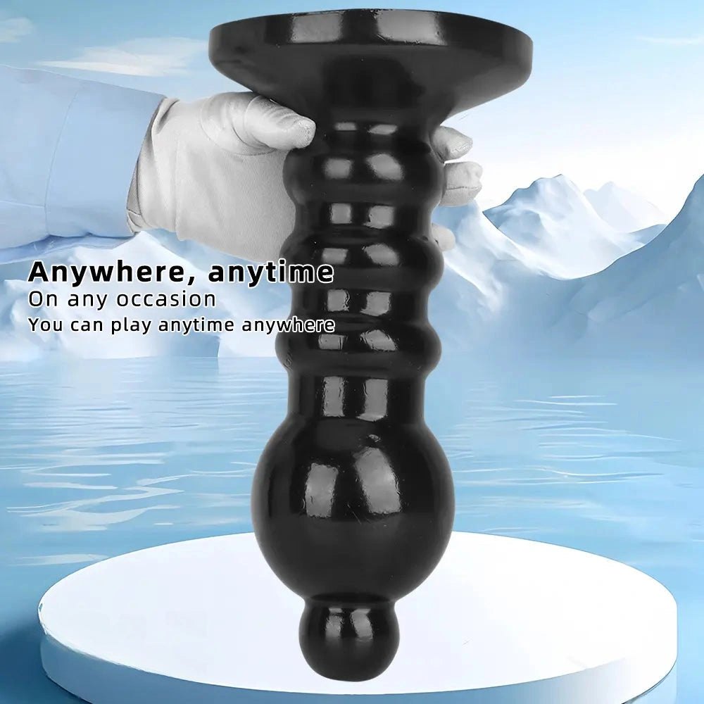 Black ribbed bead anal dildo, photo 4