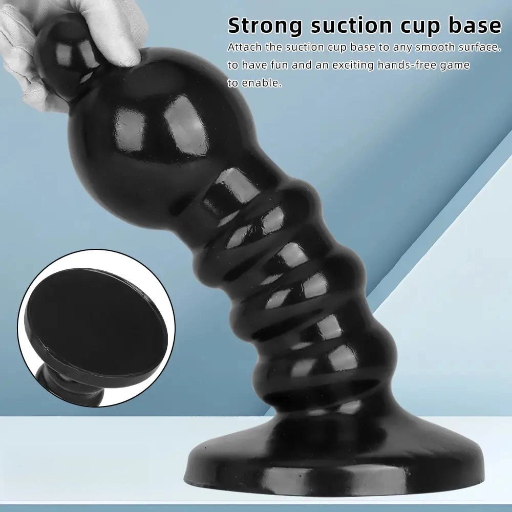 Black ribbed bead anal dildo, photo 5