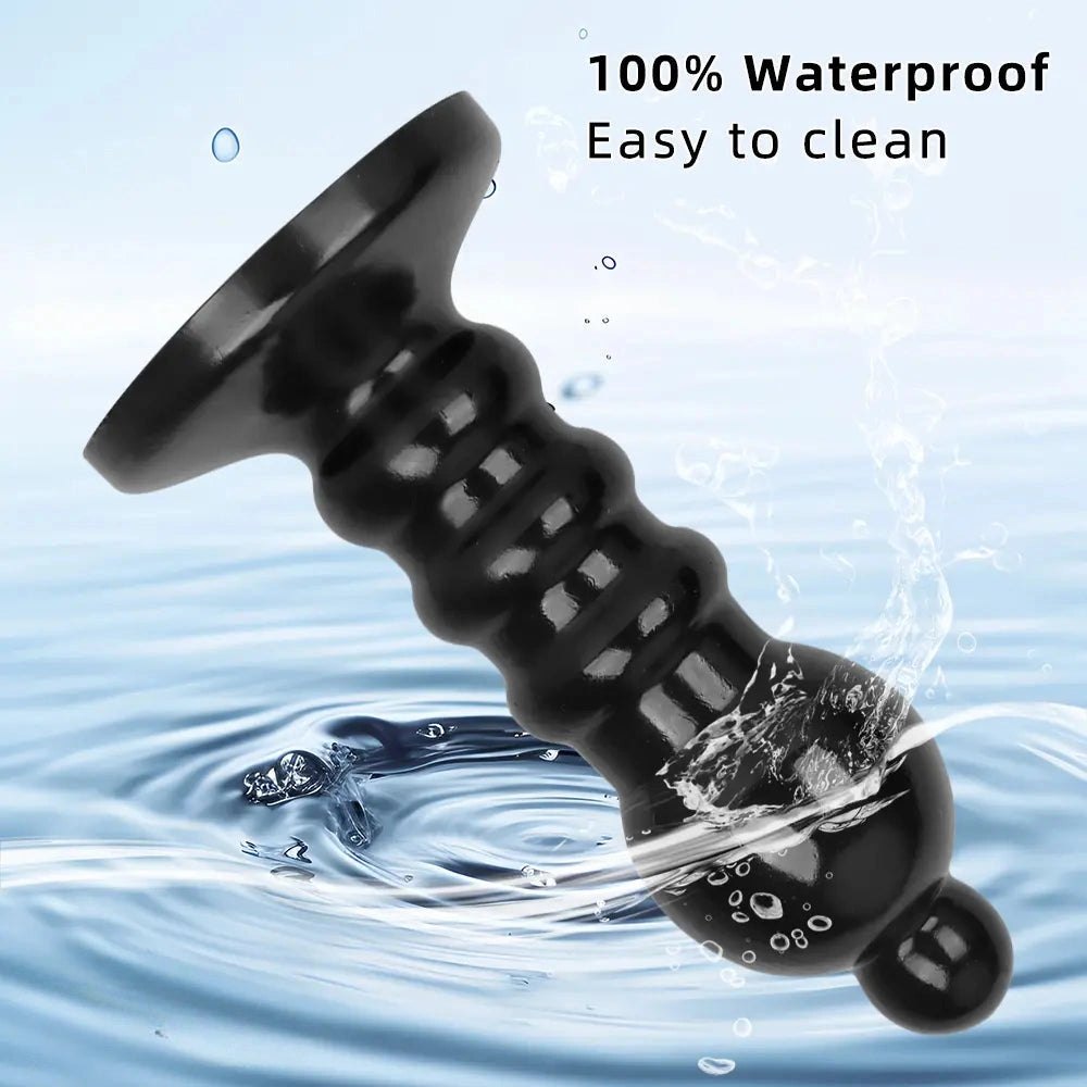 Black ribbed bead anal dildo, photo 7