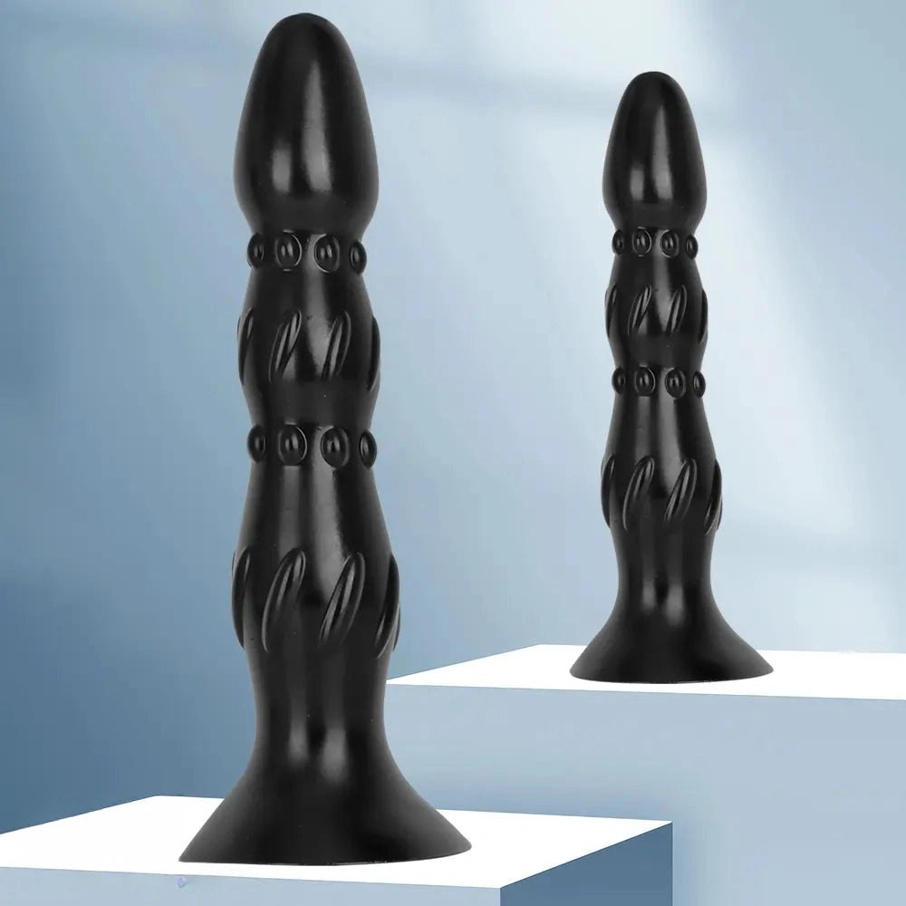 Black ribbed beaded PVC anal probe, photo 3