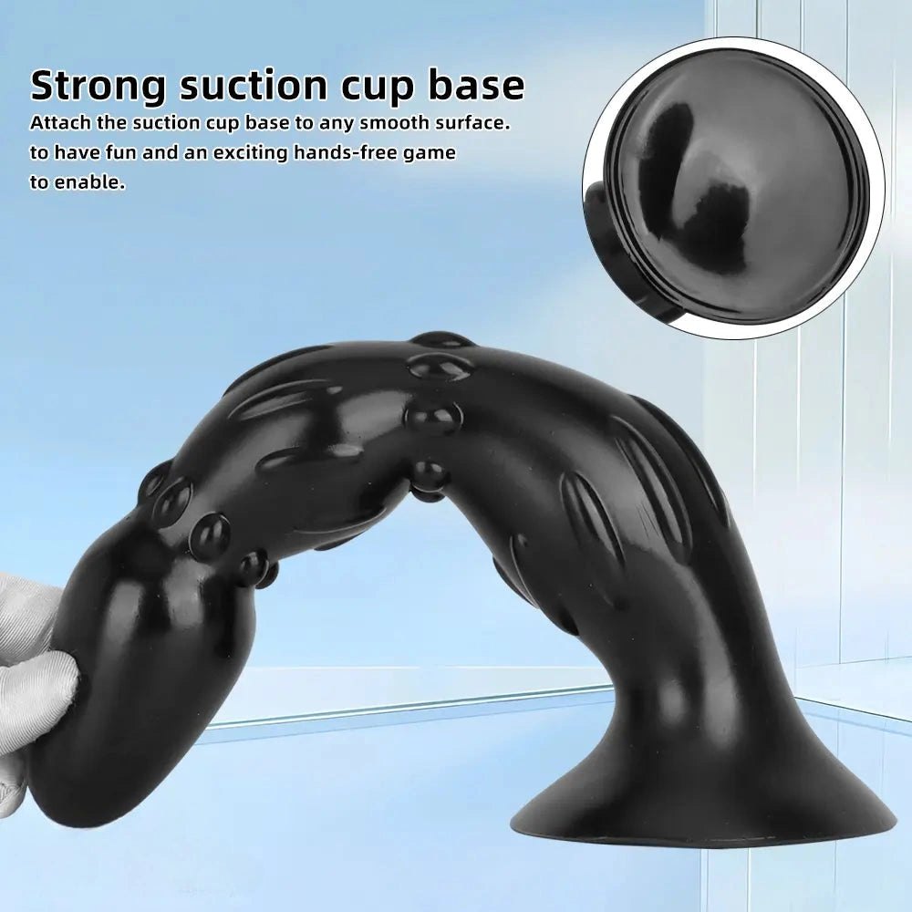 Black ribbed beaded PVC anal probe, photo 6