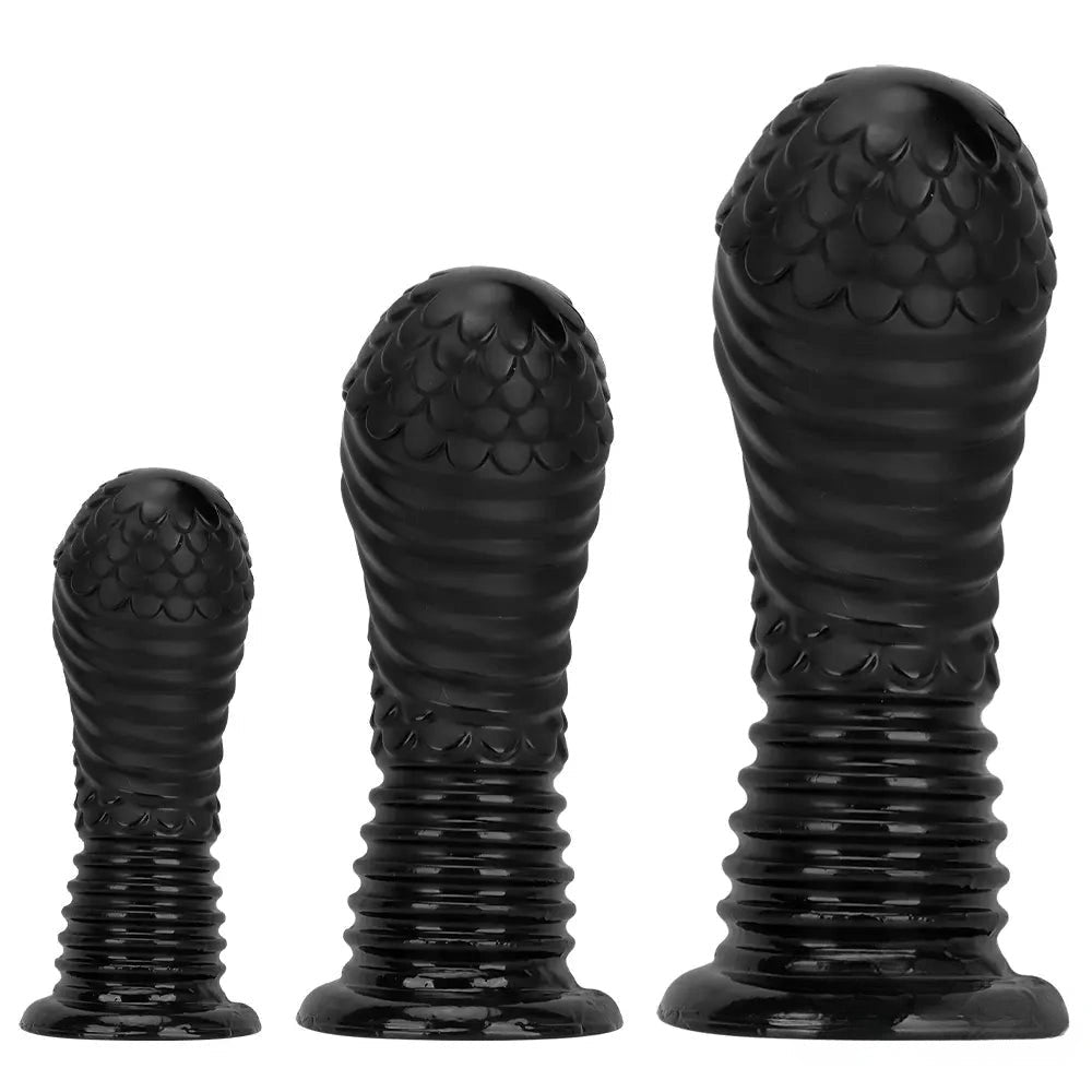 Black ribbed pvc fantasy dildo, photo 11