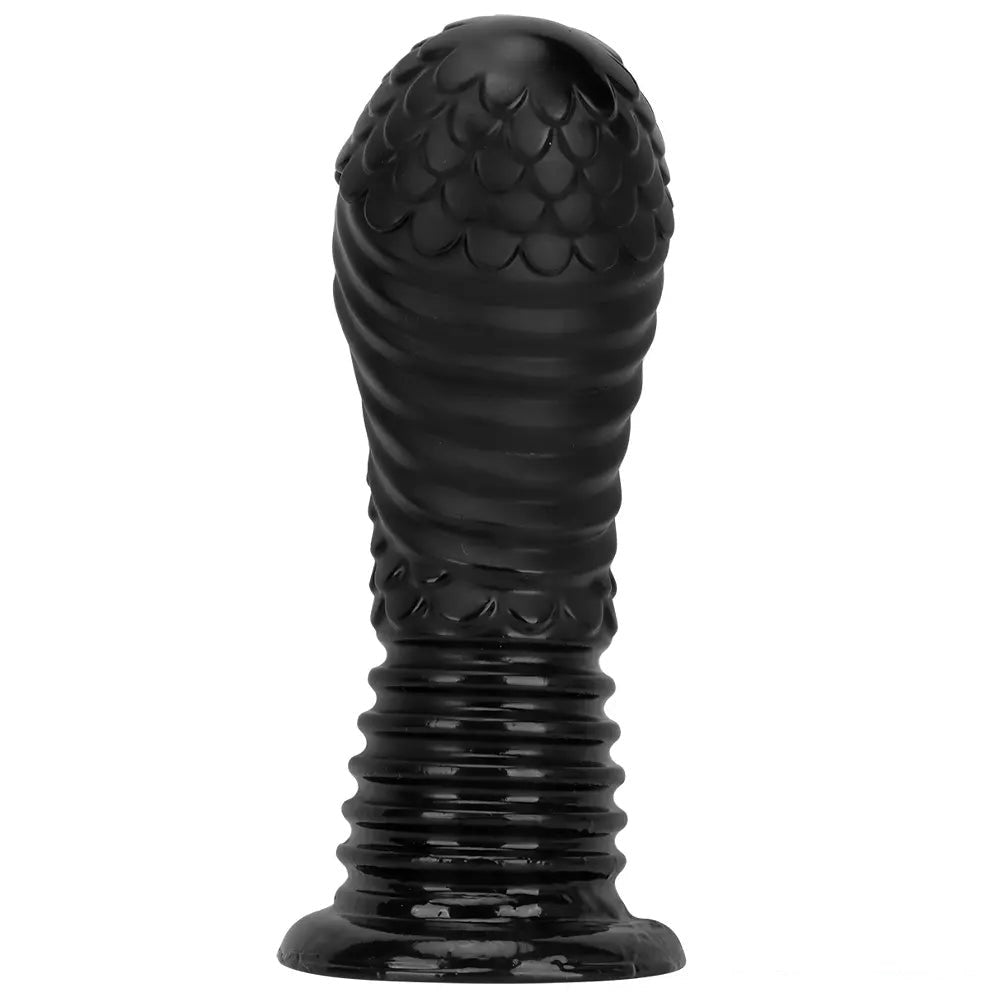 Black ribbed pvc fantasy dildo, photo 14