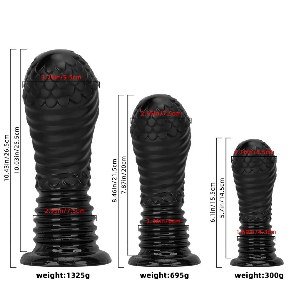Black ribbed pvc fantasy dildo, photo 6