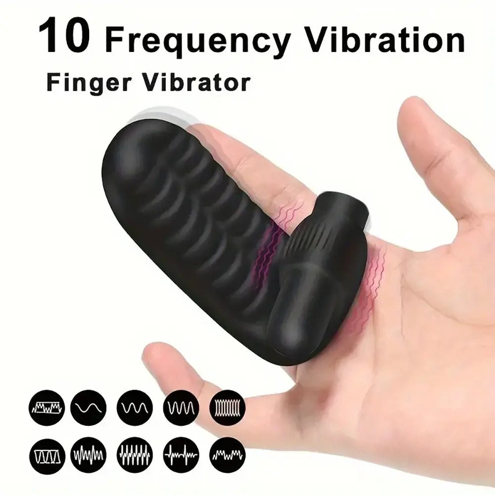 Black ribbed finger vibrator sleeve, photo 2