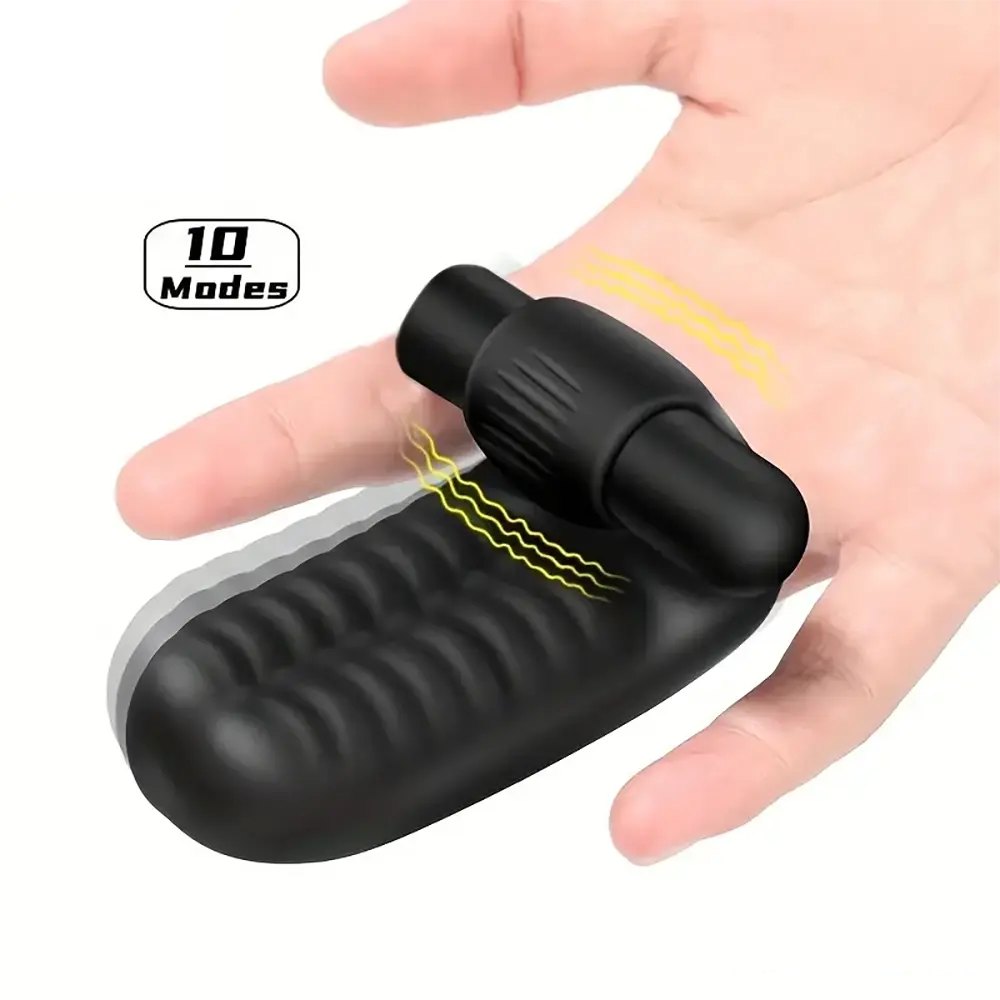Black ribbed finger vibrator sleeve, photo 3