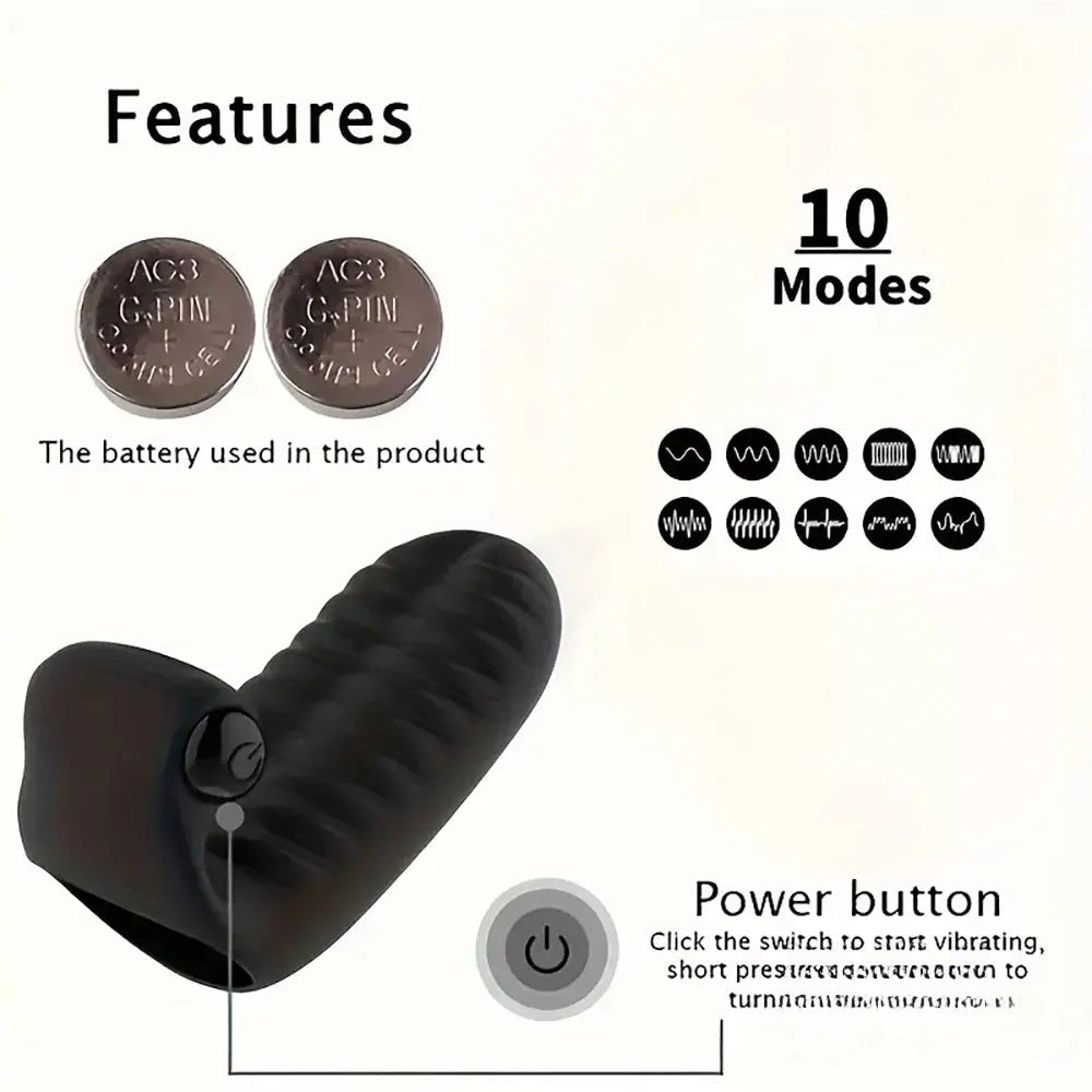 Black ribbed finger vibrator sleeve, photo 4