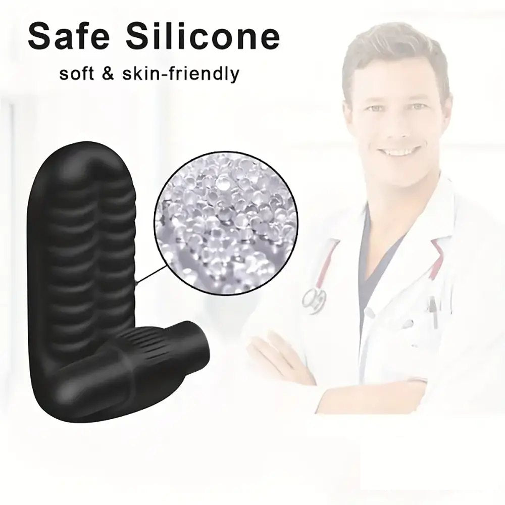 Black ribbed finger vibrator sleeve, photo 7