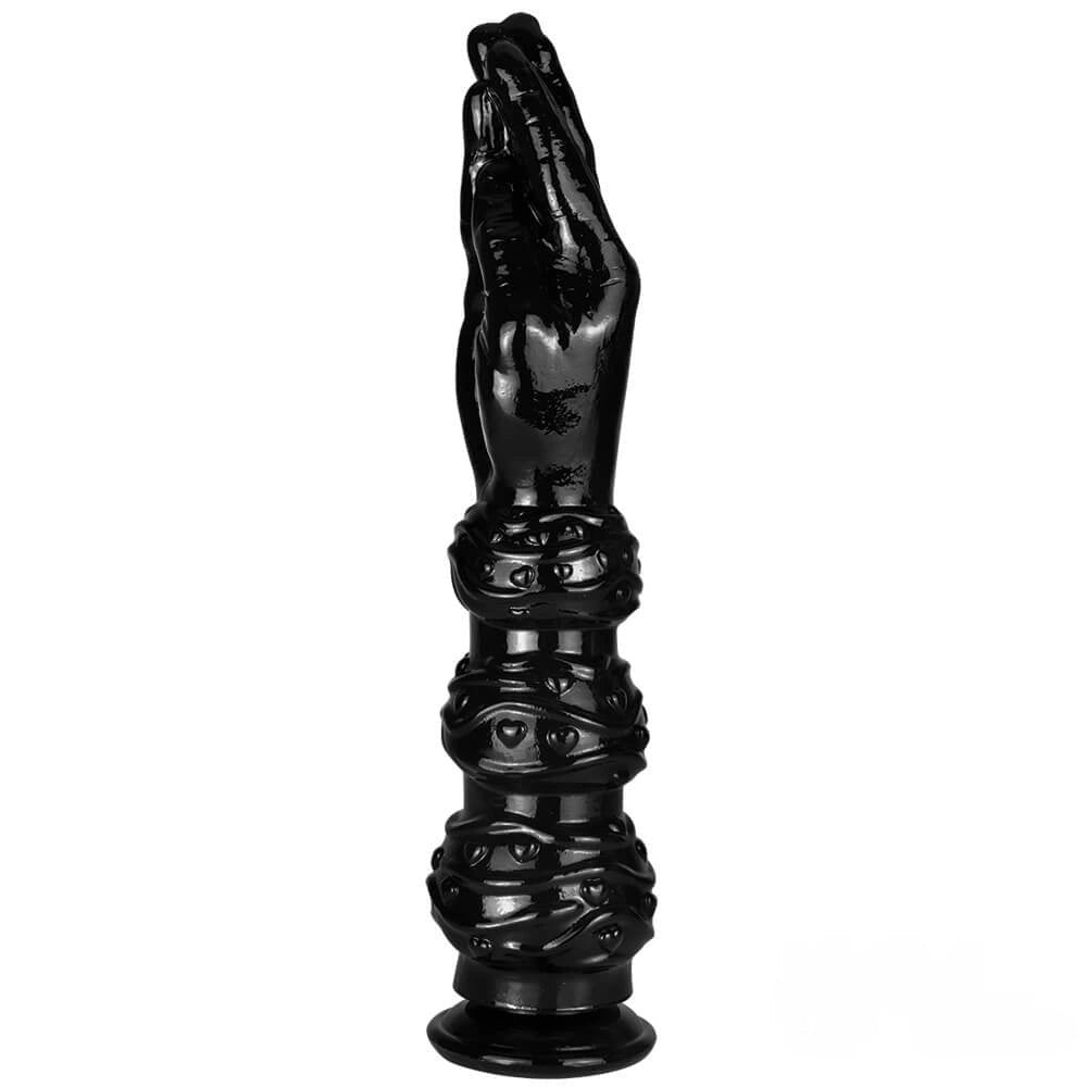 Black ribbed fisting hand dildo, photo 11