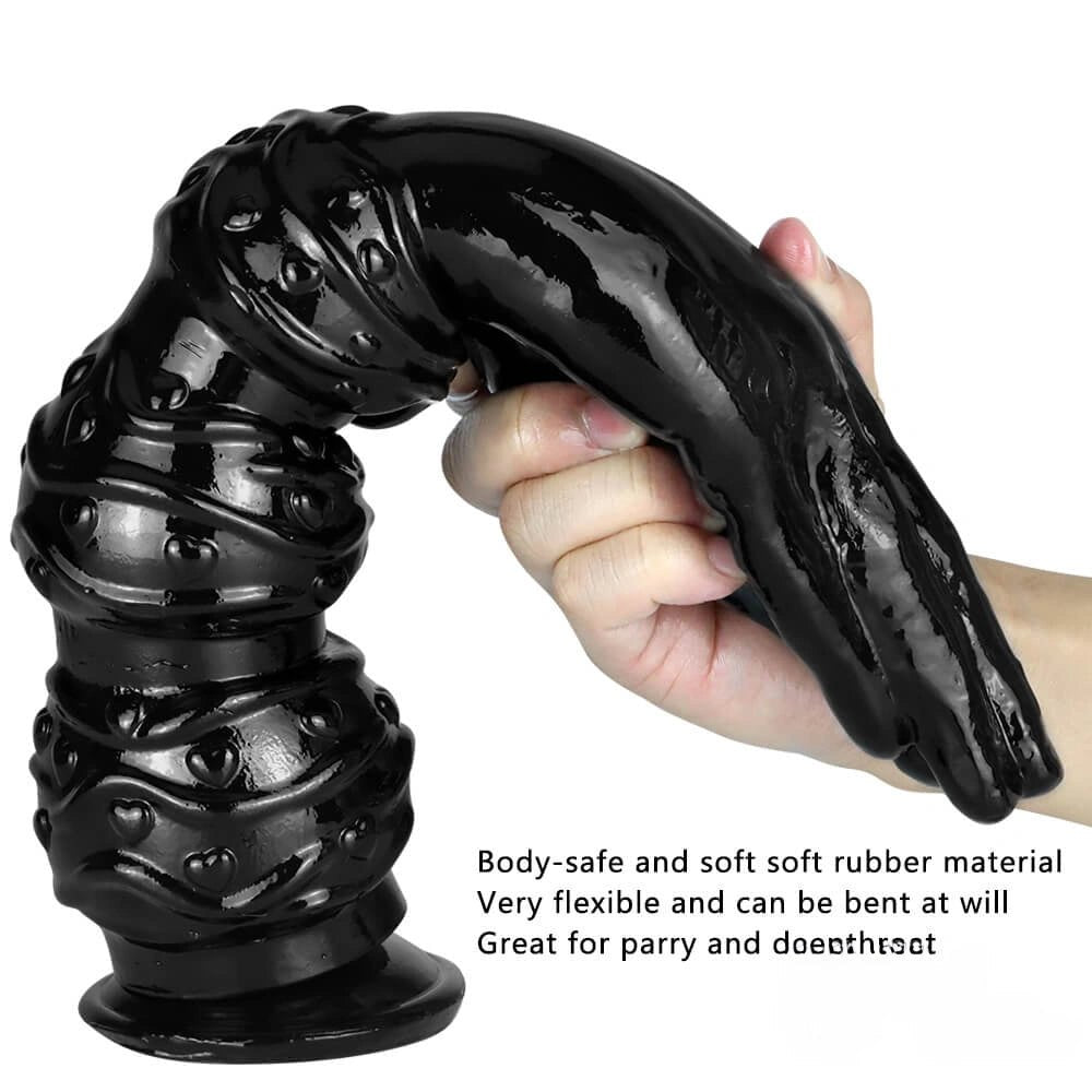 Black ribbed fisting hand dildo, photo 3
