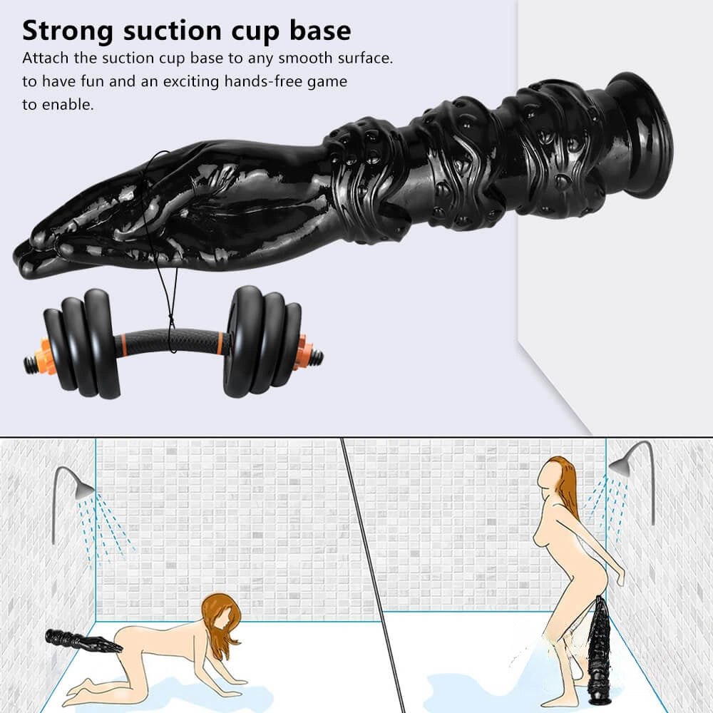 Black ribbed fisting hand dildo, photo 4