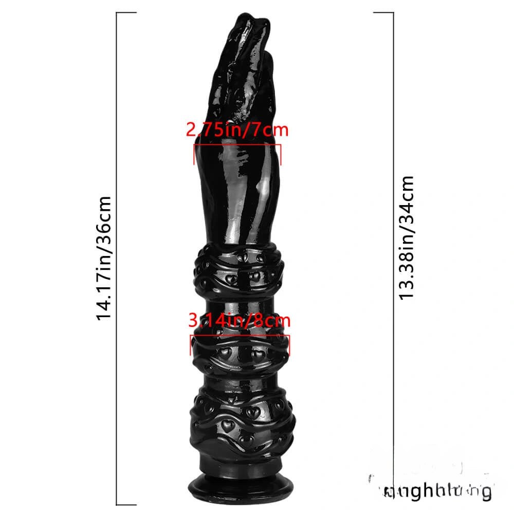 Black ribbed fisting hand dildo, photo 7