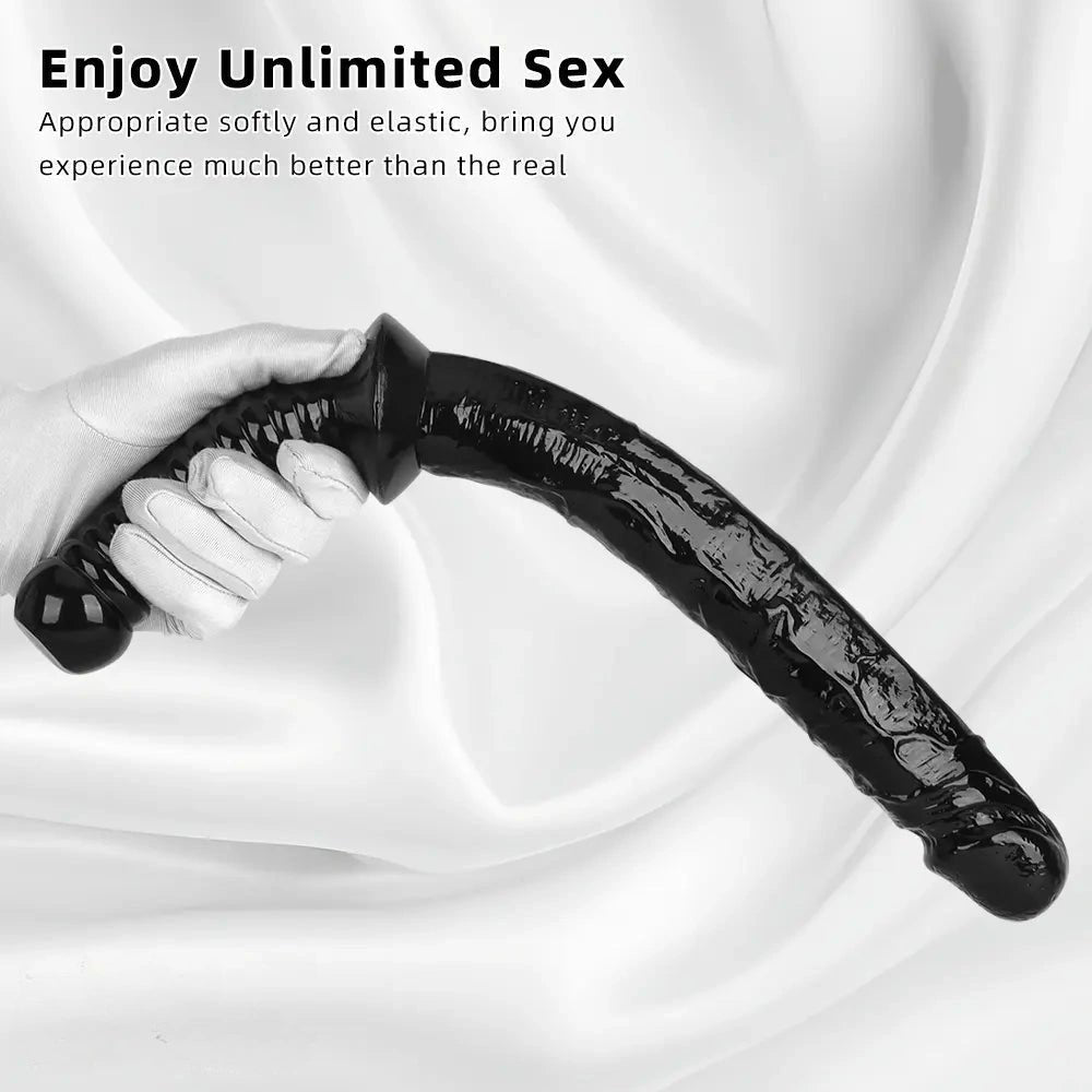 Black ribbed-handle realistic dildo, photo 8