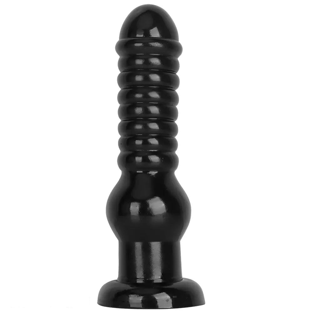 Black ribbed knot fantasy dildo, photo 1
