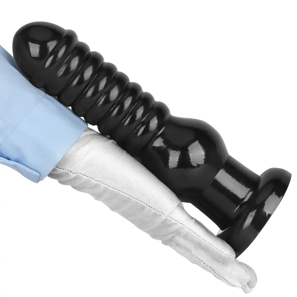Black ribbed knot fantasy dildo, photo 11