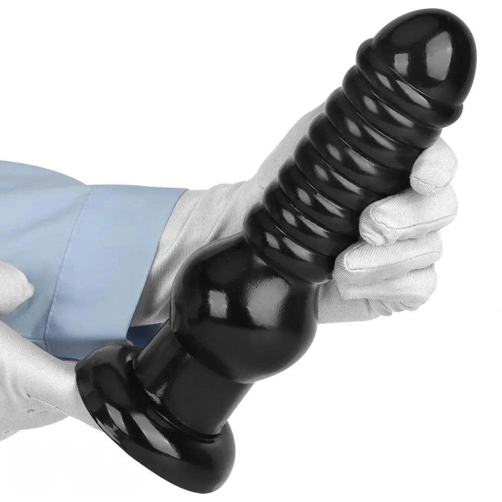 Black ribbed knot fantasy dildo, photo 12