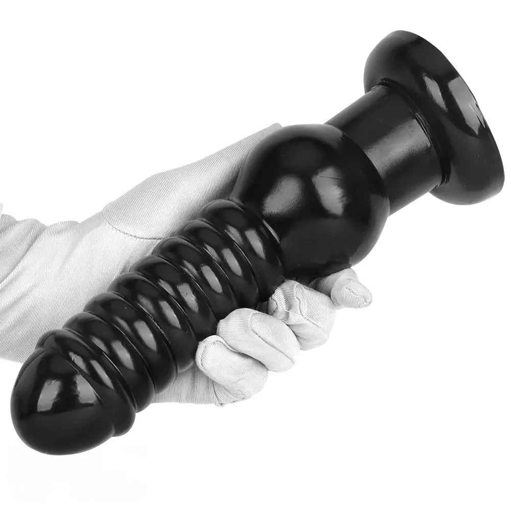 Black ribbed knot fantasy dildo, photo 13