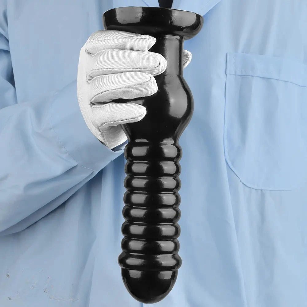 Black ribbed knot fantasy dildo, photo 14