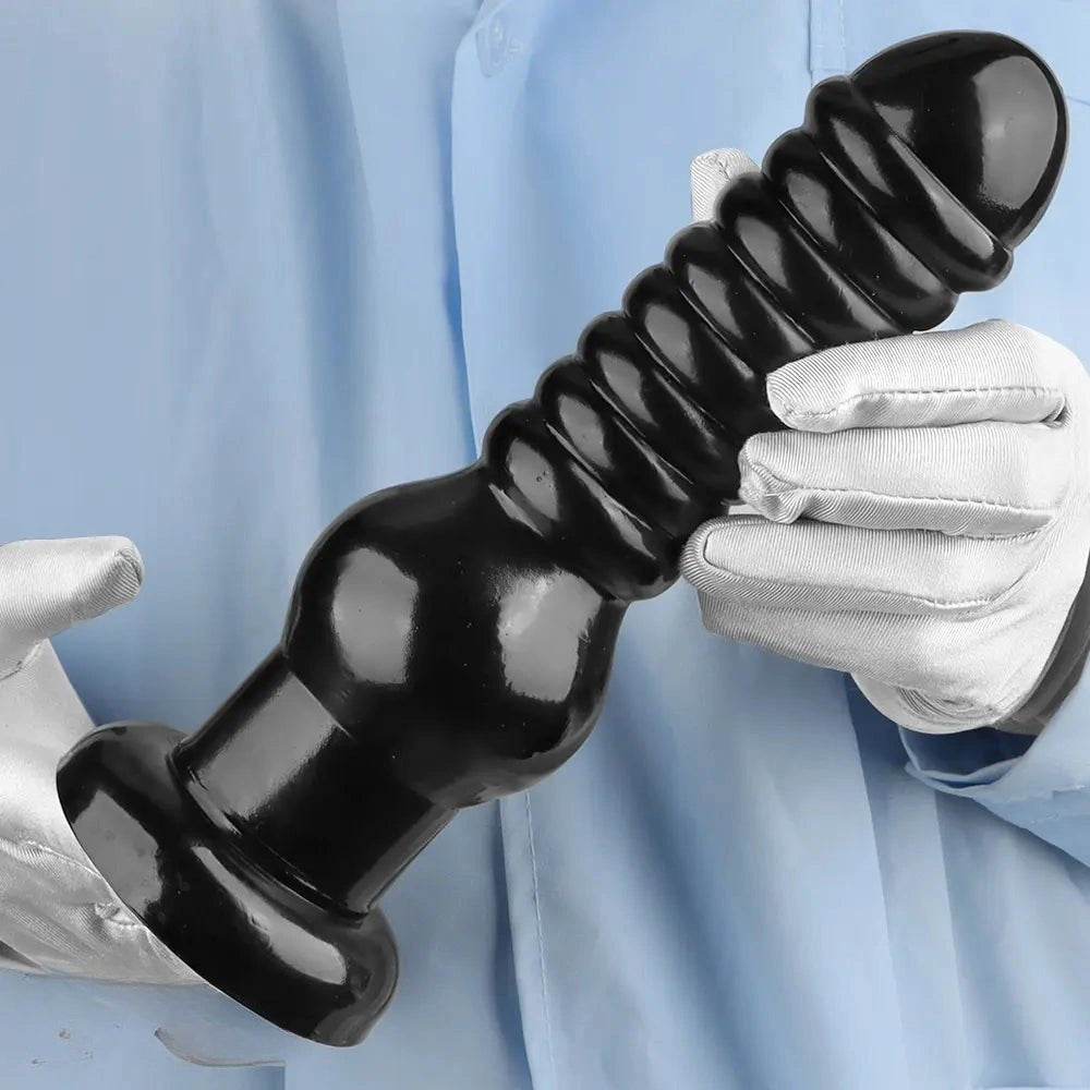 Black ribbed knot fantasy dildo, photo 3