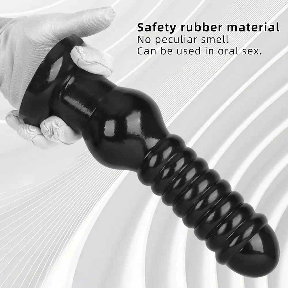 Black ribbed knot fantasy dildo, photo 6