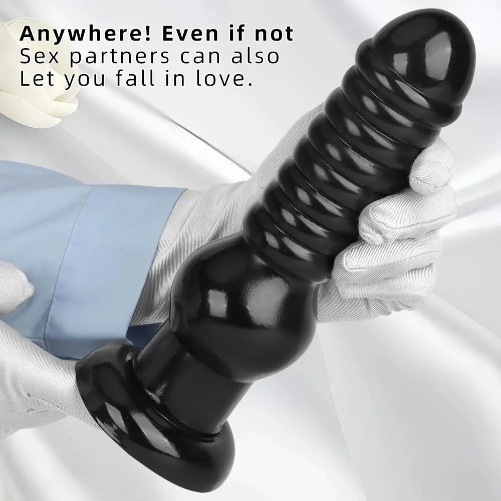 Black ribbed knot fantasy dildo, photo 7