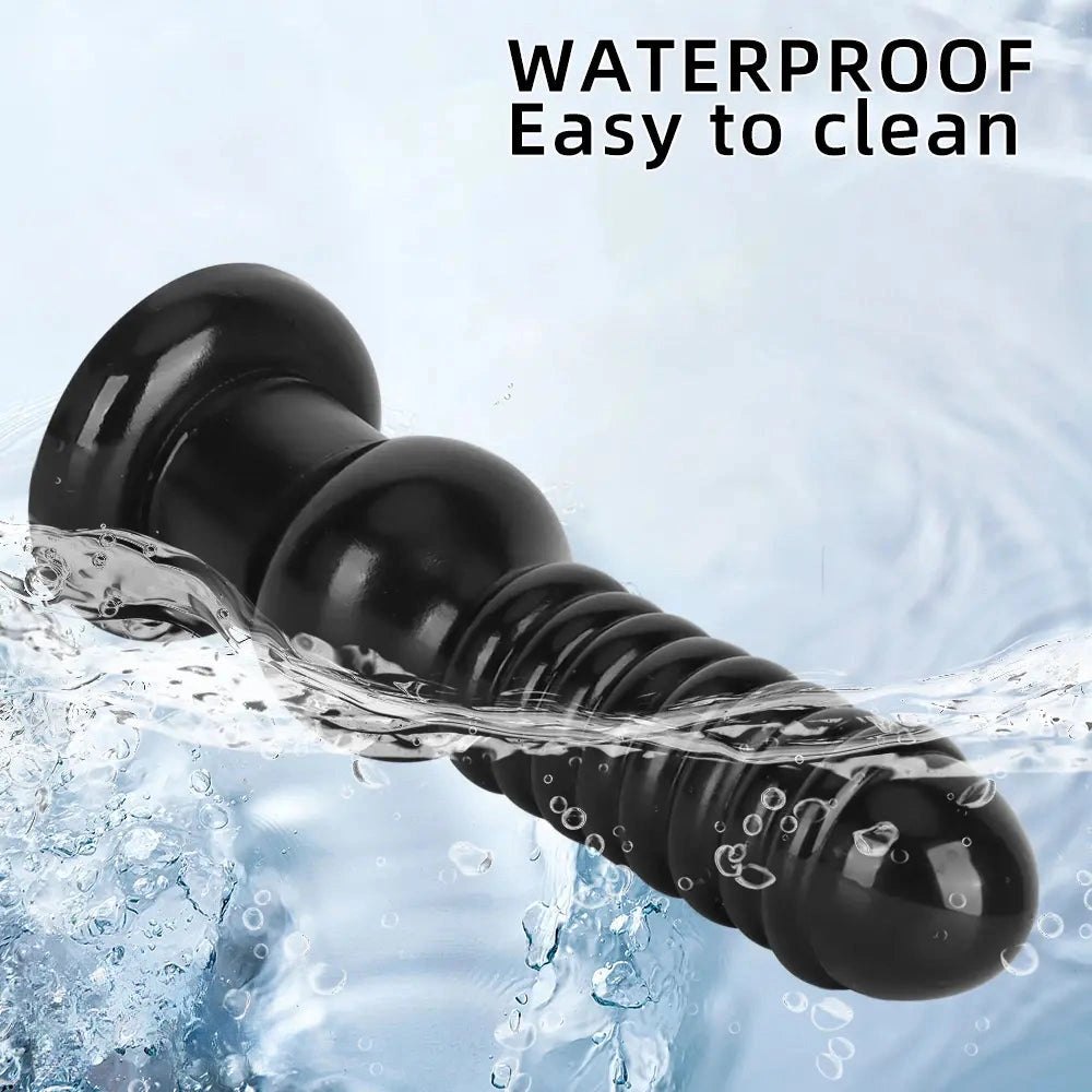 Black ribbed knot fantasy dildo, photo 8