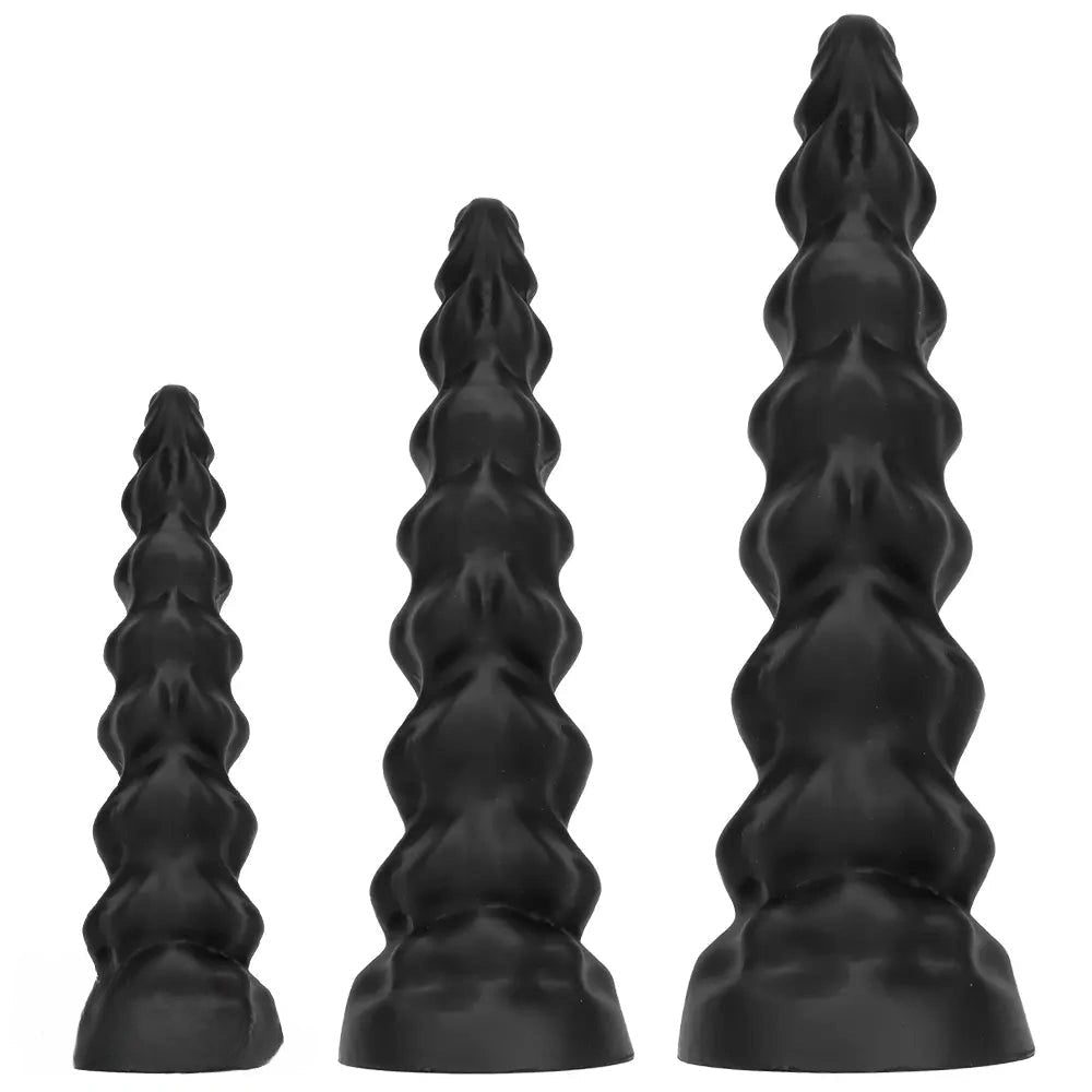 Black ribbed silicone large dildo, photo 1