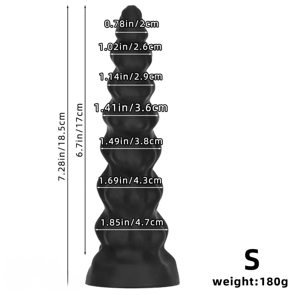 Black ribbed silicone large dildo, photo 10